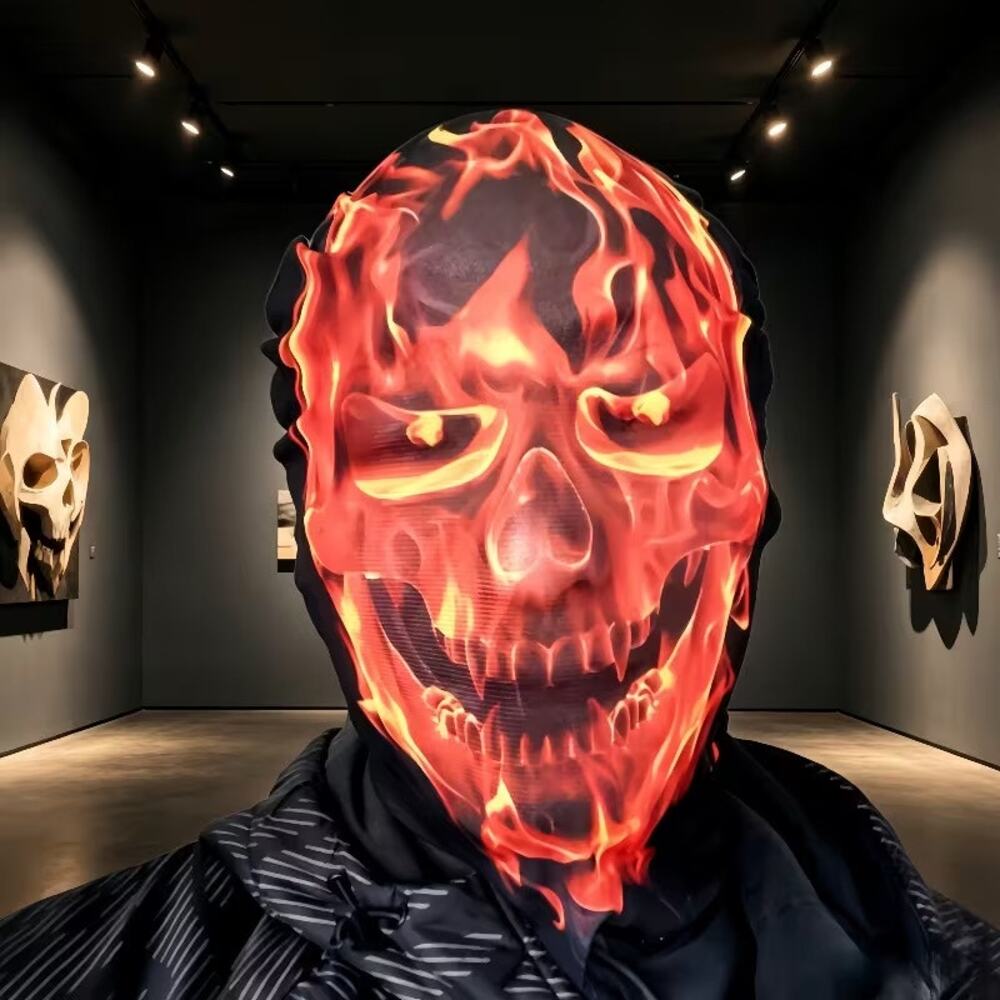 FLAMING EVIL MESH OVER THE HEAD HALLOWEEN MASK NEW